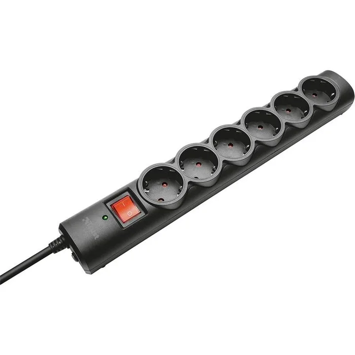 Regleta Trust 6 Schukos Interruptor 1,8M Black