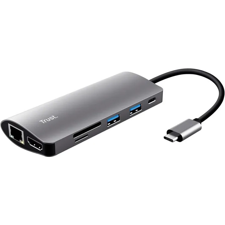 Hub Trust Dalyx USB-C 7 en 1 HDMI USB-C USB Micro SD RJ45 Silver