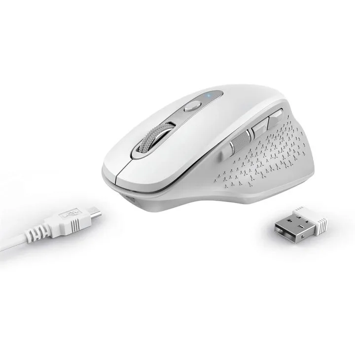 Raton Trust Ozaa Ergonomico Recargable Wireless White