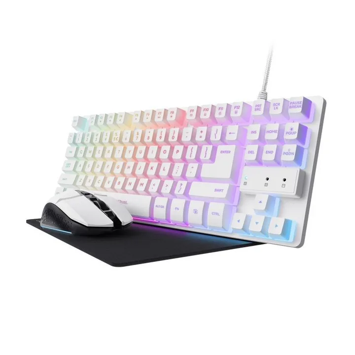 Teclado y ratón Trust GXT 794W inalámbrico con alfombrilla blanco