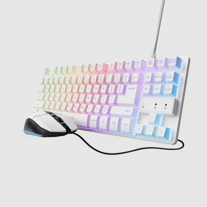 Teclado y ratón Trust GXT 798W USB con cable blanco