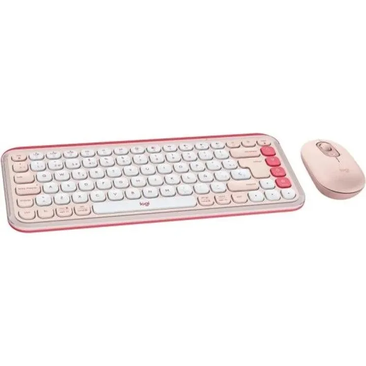 Teclado y ratón Logitech Pop Icon inalámbrico rosa y blanco