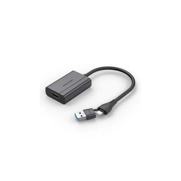 Conversor Vention USB-C/M USB-A/M a HDMI/H 0.15M Black