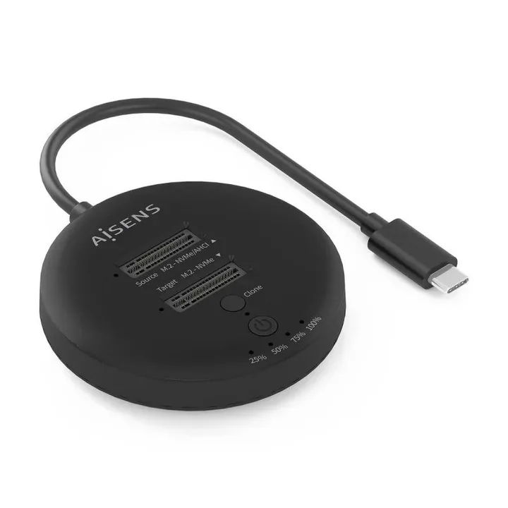 Dock Station Clone Aisens X2 M2 Nvme USB-C 3.2 Black