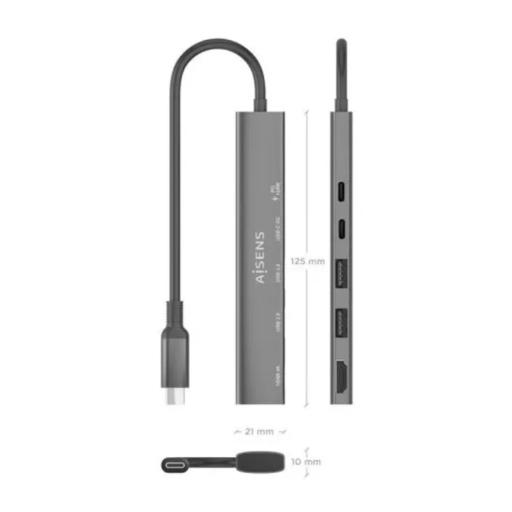 Docking USB-C Aisens HDMI 4K/2XUSB/USB-C/R/USB-C PD