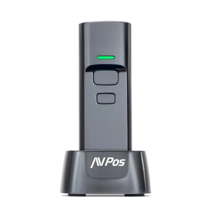 Lector de códigos de bolsillo AVPOS BT03 2D y QR con base