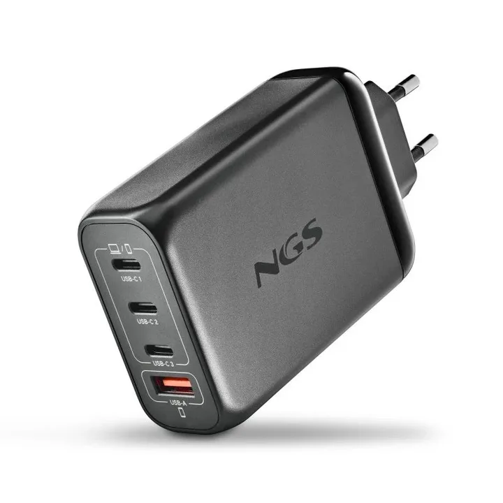 Cargador NGS Bud GaN 140 W con 3 USB-C y 1 USB-A