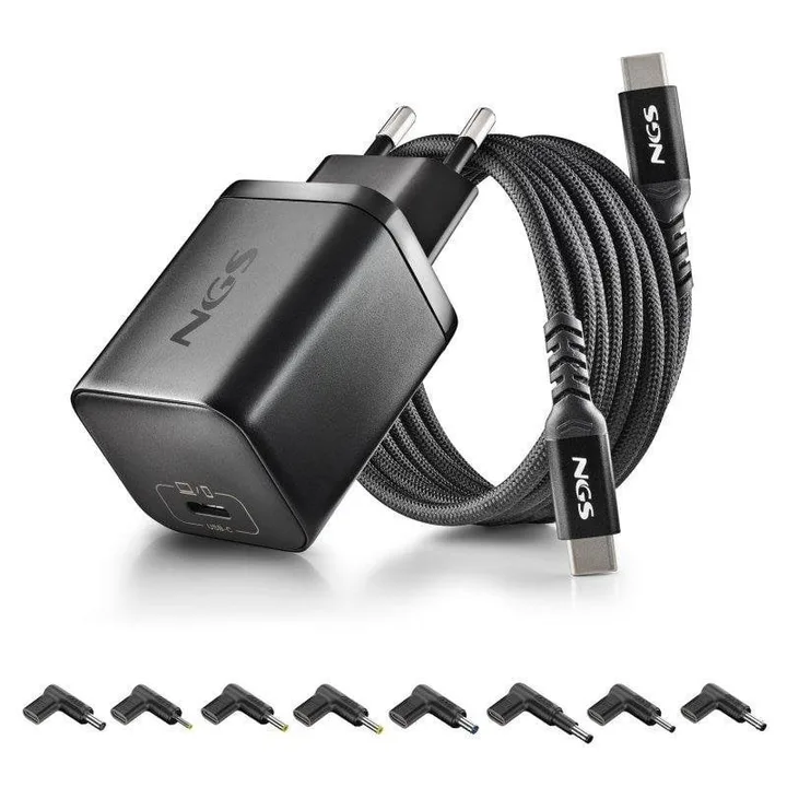 Cargador de Portatil Asus NGS Bud Gan USB-C 65W 8 Conectores + Cable 1.5M USB-C Black