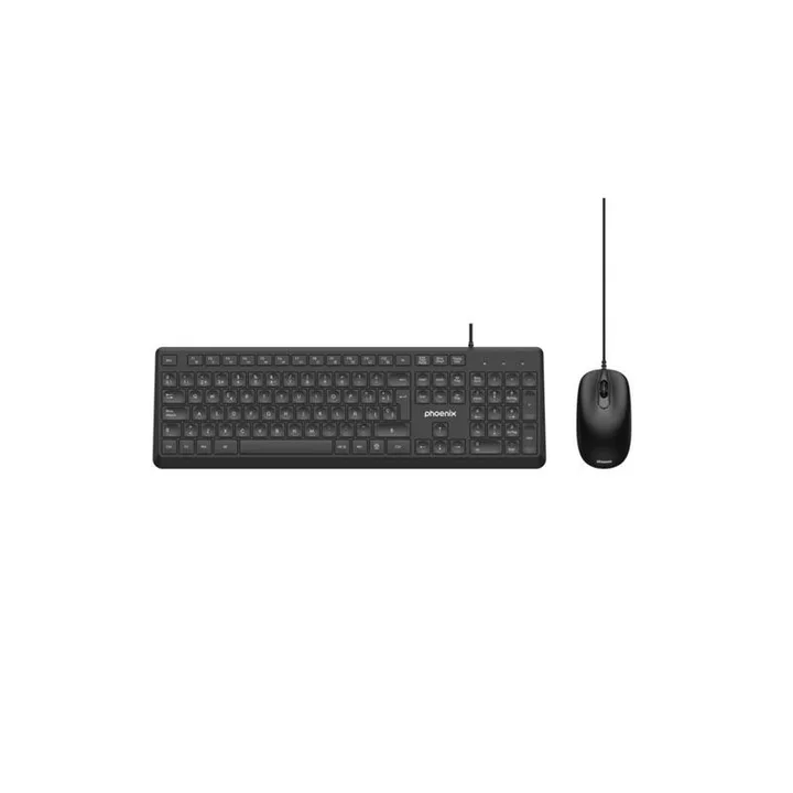 Teclado y ratón Phoenix USB 1200DPI USB con cable negro