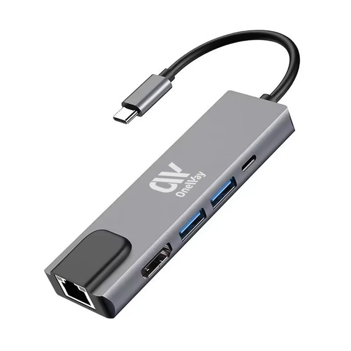 Dock Hub Oneway USB-C 5 en 1 HDMI/RJ45/USB 3.0/USB-C PD Silver