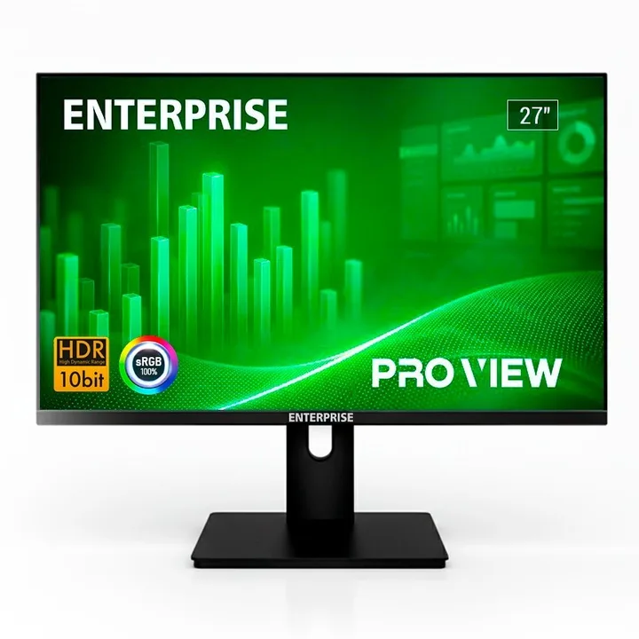 Monitor Enterprise PRO-VIEW 27 IPS FHD 120HZ VGA + HDMI + Displayport Ergonomico Multimedia Vesa Ultra Thin Border Free 3YR Gar