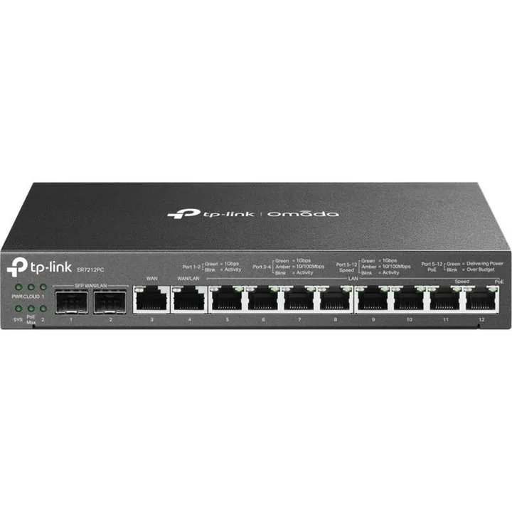 Router VPN TP-LINK ER7212PC Controlador Omada 8P POE+ 2P SFP Gigabit