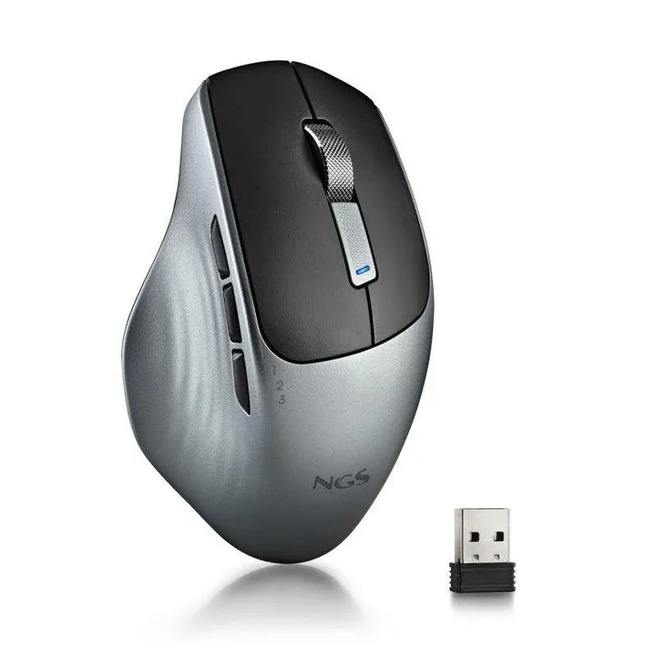 Raton NGS LUSH-RB Ergonomico Wireless Recargable 1600 DPI Black