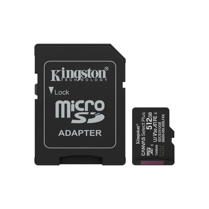 Memoria Micro SD 512GB Kingston Canvas Select Plus XC C10 150MB/S + Adaptador SD
