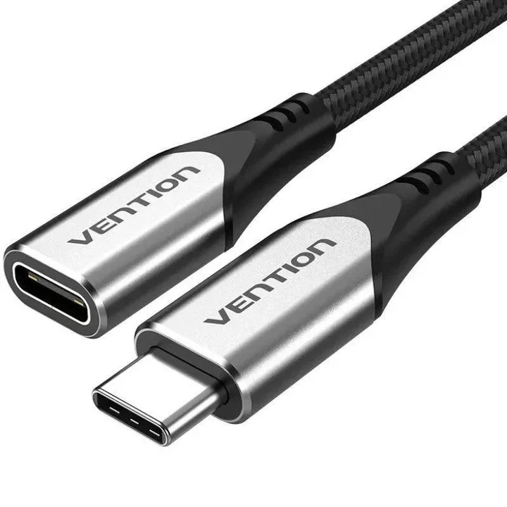 Cable Alargador USB-C 3.1 Vention Tipo USB-C/M - USB-C/H 1M GREY/BLACK