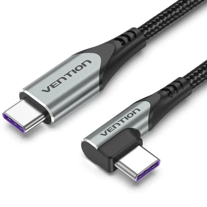 Cable USB-C Vention Tipo USB-C/M - USB-C/M Acodado 5A 100W 0.5M