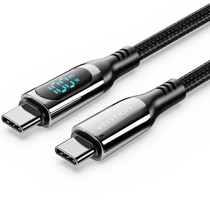 Cable USB Vention Tipo USB-C/M-C/M Pantalla LED 5A PD100W 1.2M Black