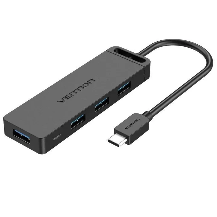 Hub Vention USB-C 5 en 1 Micro USB PD X4 USB-A Black