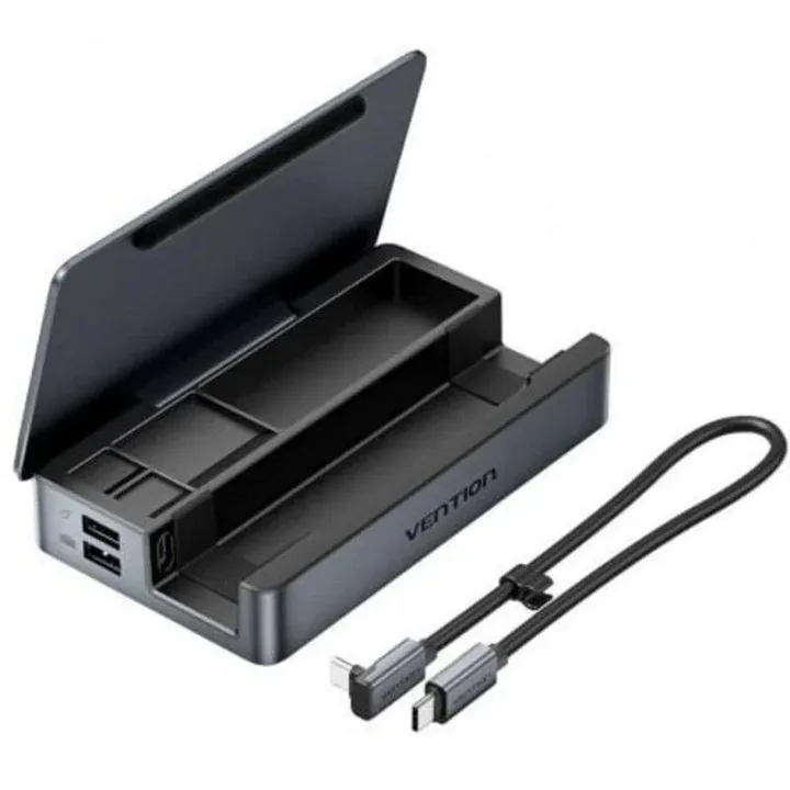 Docking USB-C para Steam DECK/SWITCH Vention 2X HDMI 4K/3X USB-A/1X USB-C/1X USB-C PD/1X RJ45/1X Microsd