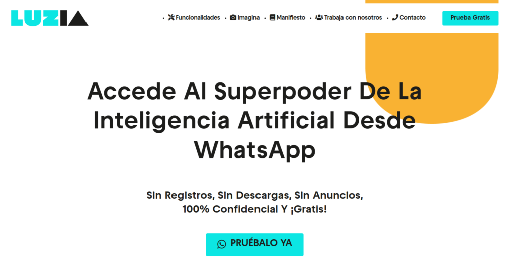 Web oficial de LuzIA: inteligencia artificial para WhatsApp