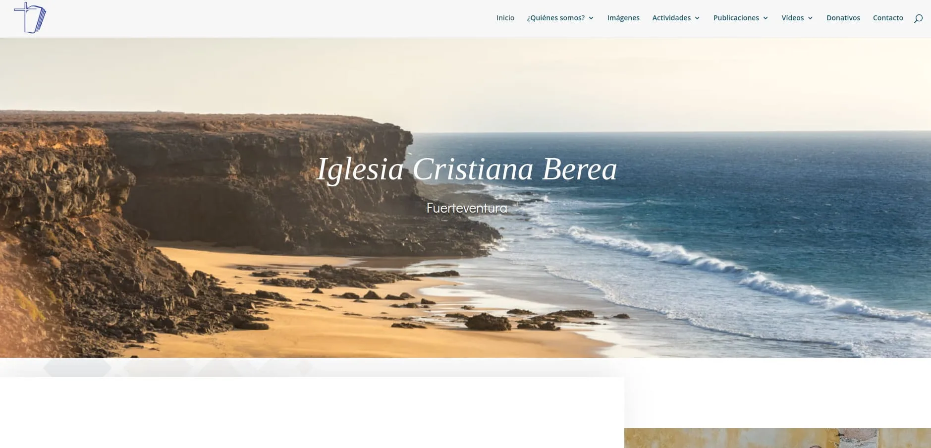 Captura de pantalla del nuevo diseño web de la Iglesia Berea Fuerteventura realizado por Platita Servicios Informáticos