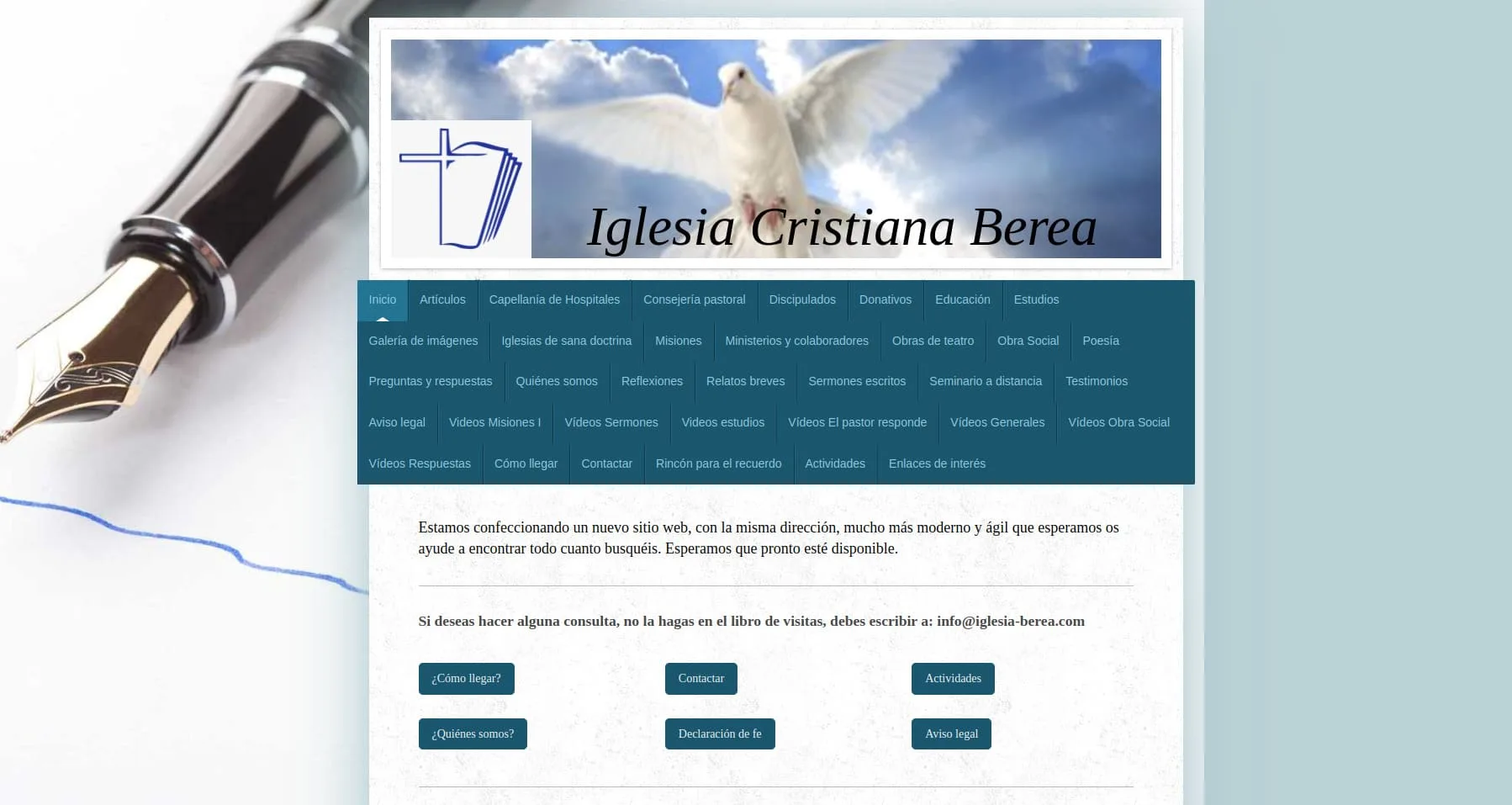 Antes y después del rediseño web de la Iglesia Berea Fuerteventura realizado por Platita Servicios Informáticos